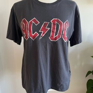 H&M AC/DC Logo Tee - Charcoal and Crimson
